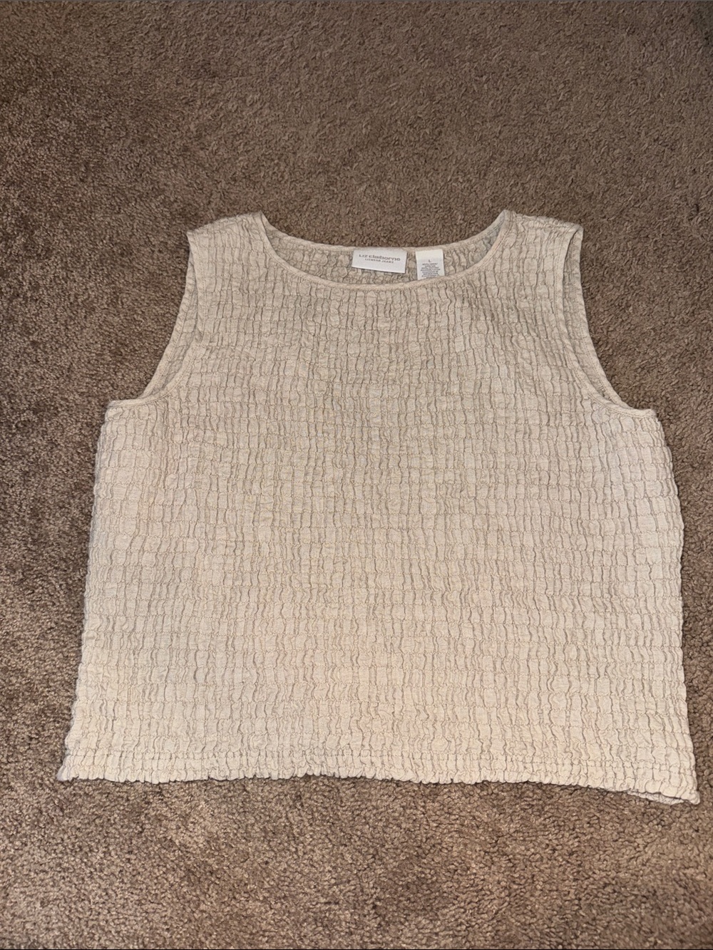 Liz Claiborne line Cream Textured Sleeveless Tank